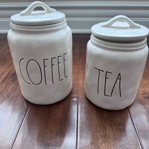 Rae Dunn White Coffee and Tea Canister Set